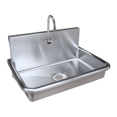 Just Manufacturing Hospital Sink 27 in x 16 in, 1, 1, Wall, 304 Stainless steel JADA3020S-J