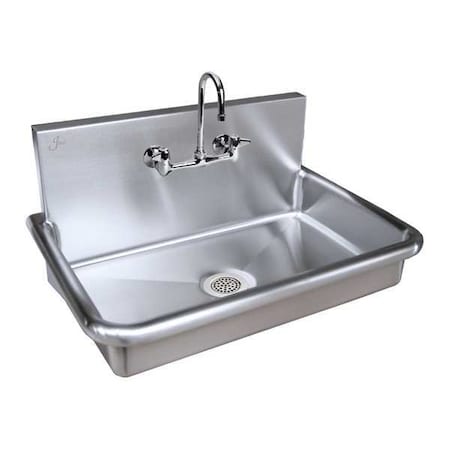 Just Manufacturing Hospital Sink 30 in x 16 1/2 in, 1, 2, Wall Mount, 304 Stainless steel JADA3020-2-J