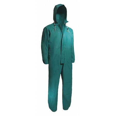 Onguard Coverall, PVC/Nylon Polyester, 32 in Inseam, 58 in Waist, 0.42 mm Thickness, Green, 2XL 7102200