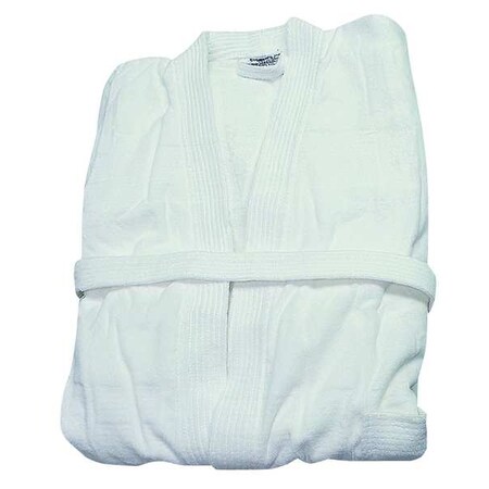 R & R Textile Bathrobe, Belted, Cotton, White, PK12 X70200