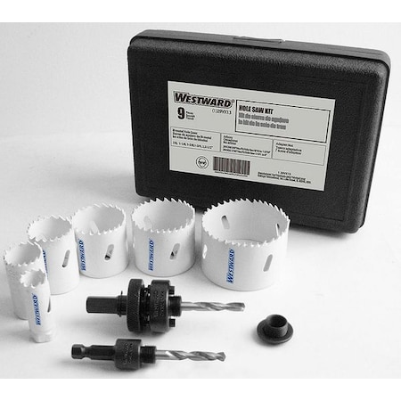 Westward Hole Saw Electricians Kit, 9 pcs. 29VX13