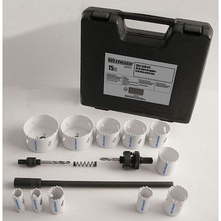 Westward Bi-Metal Hole Saw Industrial Kit, 15 pcs. 29VX15