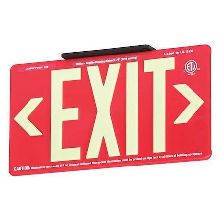 Zoro Select Exit Sign, Plastic, 15-7/8" W, 8-5/8" H, Exit (Double Arrows), Red 75-7070-B