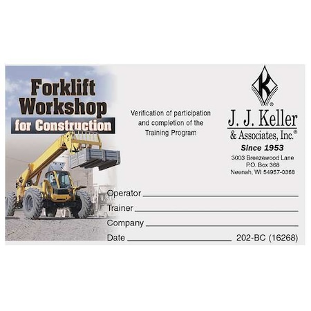 Jj Keller Wallet Card, Workplace Safety, PK50 16268