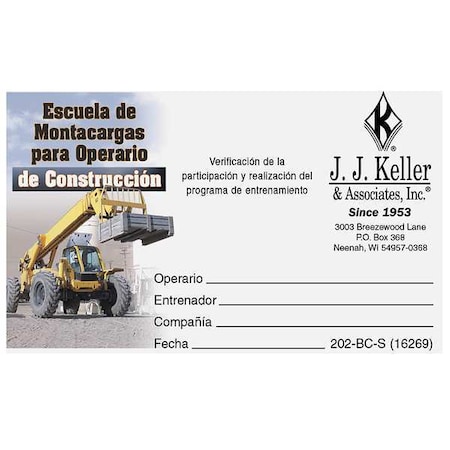 Jj Keller Wallet Card, Workplace Safety, PK50 16269