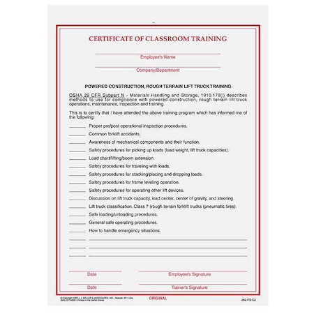 Jj Keller Trng Certificate, Workplace Safety, PK50 4692