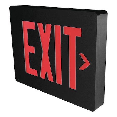 Dual-Lite Exit Sign, Red Ltrs, Bk Hsg, Brshdalumstcil SEDRBNEI