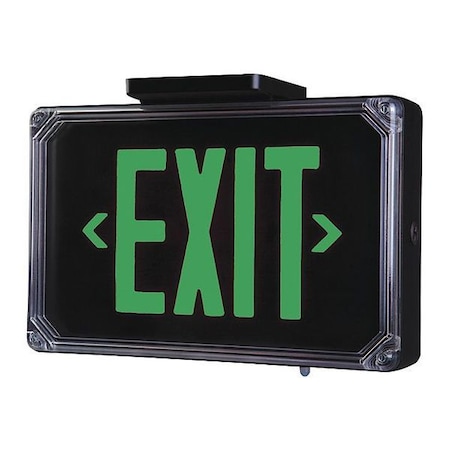 Dual-Lite Exit Sign, Dbl Face, Grn Letters, Blk Hsng SEWLDGBE