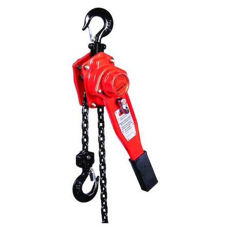 DAYTON Lever Chain Hoist, 1,500 lb Load Capacity, 5 ft Hoist Lift, 29/32 in Hook Opening 29XP45