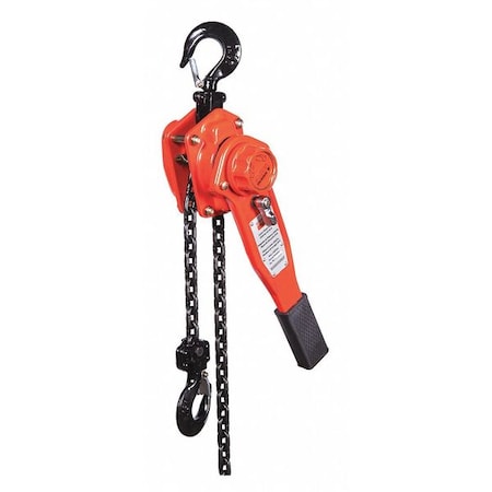 DAYTON Lever Chain Hoist, 1,500 lb Load Capacity, 20 ft Hoist Lift, 29/32 in Hook Opening 29XP47