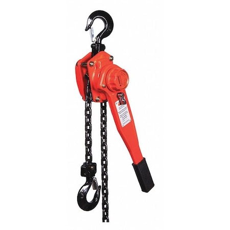 DAYTON Lever Chain Hoist, 3,000 lb Load Capacity, 10 ft Hoist Lift, 1 7/64 in Hook Opening 29XP49