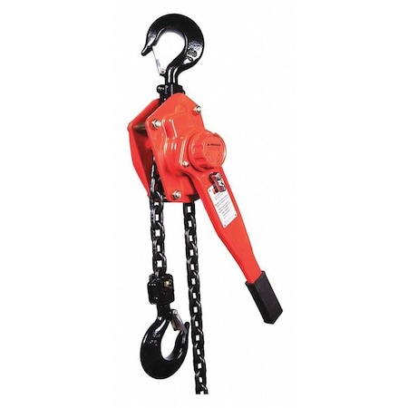 DAYTON Lever Chain Hoist, 6,000 lb Load Capacity, 10 ft Hoist Lift, 1 29/64 in Hook Opening 29XP51