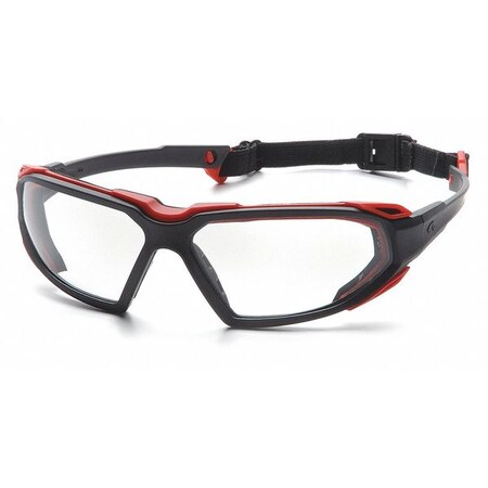 Pyramex Safety Glasses, Highlander, Clear Anti-Fog, Scratch-Resistant Lens, Polycarbonate, Black/Red SBR5010DT