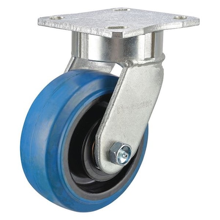 Zoro Select Swivel Plate Caster, Rubber, 6 in., 600 lb. P25S-EP060K-14-001
