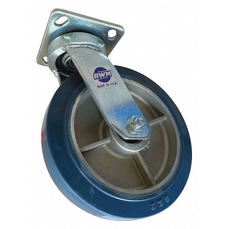 Rwm Swivel Plate Caster, Rubber, 8 in., 750 lb. 48-RAB-0820-S-EHT
