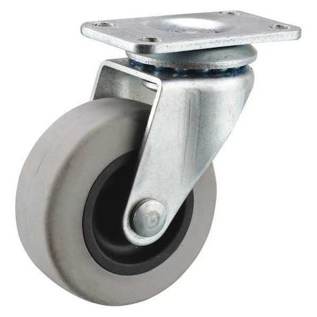 Zoro Select Swivel NSF-Listed Plate Caster, TPR, 2 in., 80 lb. P5S-RP020G-P-001