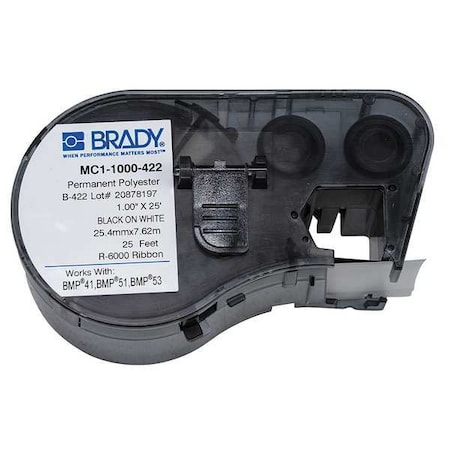 Brady Label Cartridge, Black on White, Labels/Roll: Continuous MC1-1000-422