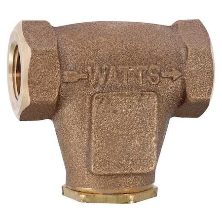 Watts In-Line V Strainer, 1/2" Pipe, FNPT x FNPT, Lead Free Cast Copper Silicon Alloy, 250 psi 1/2 LF27