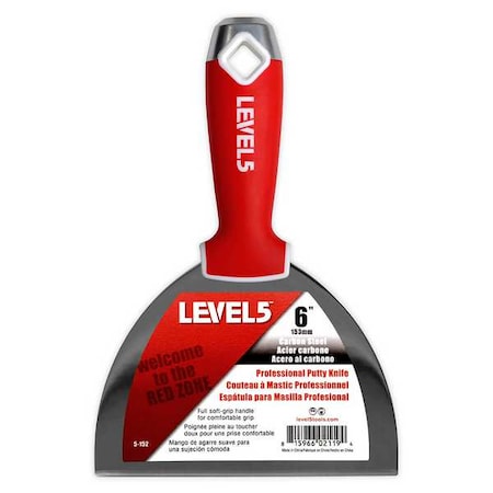 Level 5 Tools Putty Knife, CS, Soft Grip, 6" 5-152