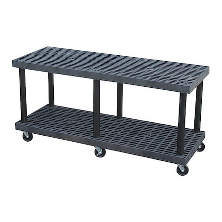 Spc Industrial Modular-Kart, Recycled HDPE, 900 lb Load Capacity, 2 Shelves, 66 in L, 24 in W, 32 in H K6624B