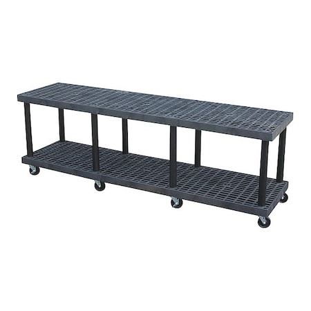 Spc Industrial Modular-Kart, Recycled HDPE, 1200 lb Load Capacity, 2 Shelves, 96 in L, 24 in W, 32 in H K9624B