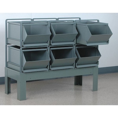 Stackbin Steel Sectional Stacking Bin, 38 in D x 32 in H x 20 1/2 in W, 2 Shelves, Gray 1-46RBCU-3