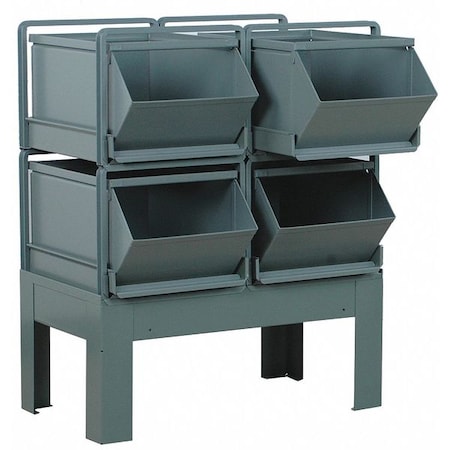 Stackbin Steel Sectional Stacking Bin, 31 in D x 37 in H x 24 in W, 2 Shelves, Gray 1-54RBCU-2