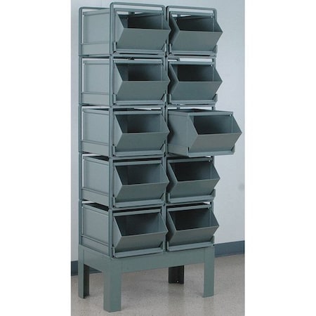 Stackbin Steel Sectional Stacking Bin, 24 in D x 70 in H x 31 in W, 5 Shelves, Gray 1-510RBCU-2