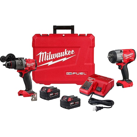 Milwaukee Tool M18 FUEL 1/2" Drill/Driver Kit + M18 FUEL 1/2" High Torque Impact Wrench w/ Friction Ring 2903-22, 2967-20