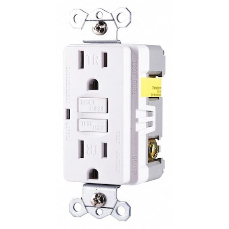 Ge Ground Fault Receptacle, 15A, TR, White 32075