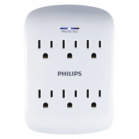 Philips Surge Tap, 6-Outlet, 900J, White SPP3461WA/37