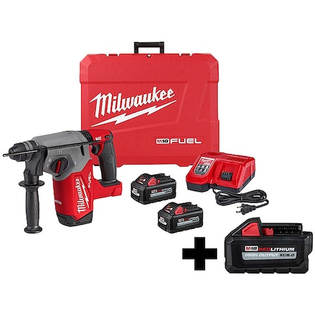 Milwaukee Tool M18 FUEL 1" SDS Plus Rotary Hammer Kit + M18 HIGH OUTPUT XC6.0 Battery Pack 2912-22, 48-11-1865