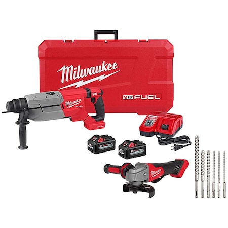 Milwaukee Tool M18 FUEL 4-1/2" / 5" Braking Grinder + SDS PLUS MX4 6PC KIT + M18 FUEL 1-1/4" SDS PLUS Rotary Hammer 2916-22, 2880-20, 48-20-7499