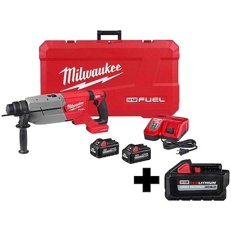 Milwaukee Tool M18 FUEL 1-1/4" SDS Plus D-Handle Rotary Hammer Kit w/ ONE-KEY + M18 HIGH OUTPUT XC6.0 Battery Pack 2916-22, 48-11-1865