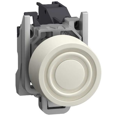 Schneider Electric Push Button Operator, Flush, Momentary Action, Not Applicable Release, Non-Illuminated, White XB4BPS11GEX