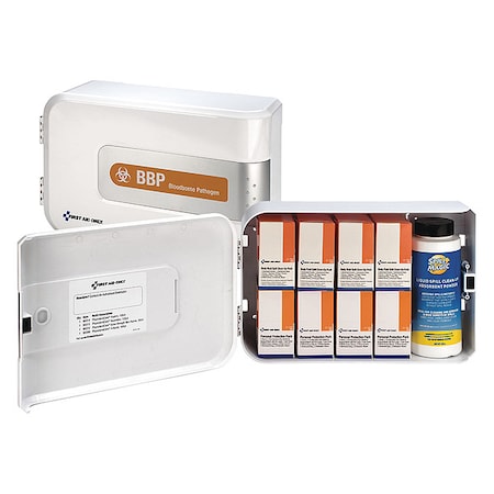 First Aid Only Bloodborne Pathogen Kit, Not Applicable Volume Absorbed per Kit, Cabinet, White, 9 91103