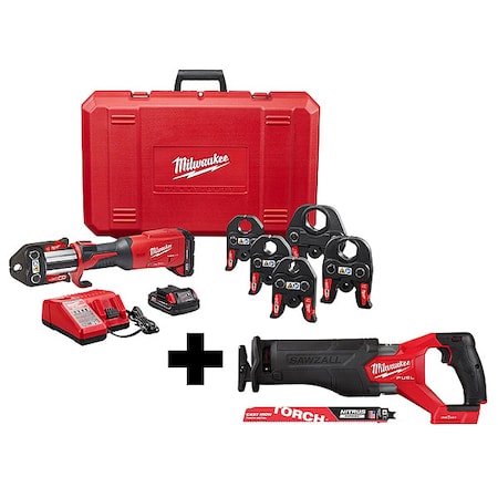 Milwaukee Tool M18 FORCE LOGIC Press Tool Kit, For 1/2 in to 2 in Copper, PEX Pipe, 18 V DC 2922-22,2822-20,48-00-5262