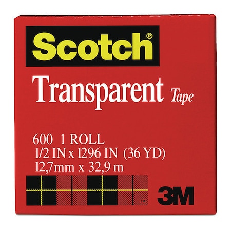Scotch Trans Tape 600 Clear, 3/4"x1296", PK144 600