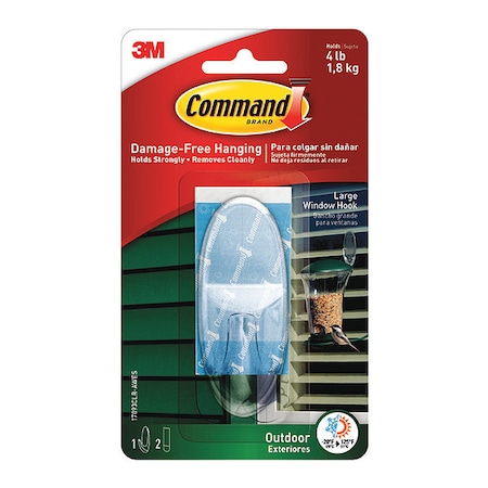 Command Outdoor Large Clr Window Hook/Clr, PK24 17093