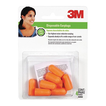 3M Disposable Earplugs 92050-10DC-LG, O, PK10, 10 PK 92050-10DC-LG
