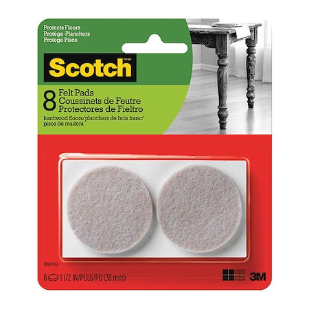 Scotch Scotch Felt Pads SP849NA, 1 5/8", 24, PK24 SP849NA