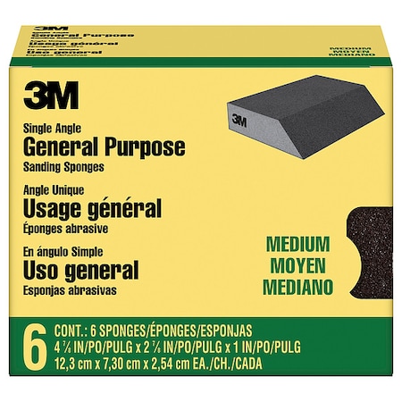 3M Sanding Angled Sponge CP041-6P, 2 7/8, PK4 CP041-6P