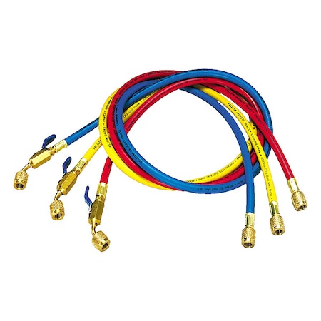 Yellow Jacket Hose, 14 in L, Blue/Red/Yellow, 800 psi 29485
