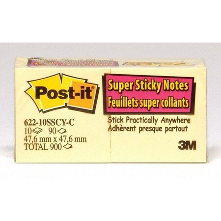 Post-It Super Sticky Notes 622-10SSCY, 2"x2", PK12 622-10SSCY