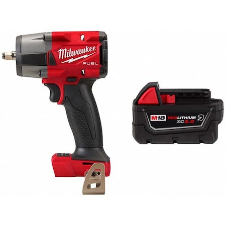 Milwaukee Tool M18 FUEL 3/8 " Mid-Torque Impact Wrench w/ Friction Ring + M18 XC5.0 Resistant Battery 2960-20, 48-11-1850R