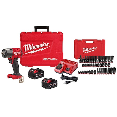 Milwaukee Tool M18 FUEL 3/8" MTIW w/ Friction Ring Kit + 43PC SHOCKWAVE 3/8" Drive Socket Set 2960-22R, 49-66-7009