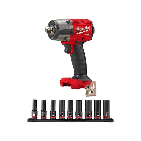 Milwaukee Tool M18 FUEL 1/2" MTIW + 9PC MET Socket Set 2962P-20, 49-66-7032