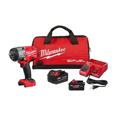 Milwaukee Tool M18 FUEL 1/2" High Torque Impact Wrench w/ Friction Ring Kit + M18 FORGE XC8.0 Battery 2967-21B, 48-11-1881
