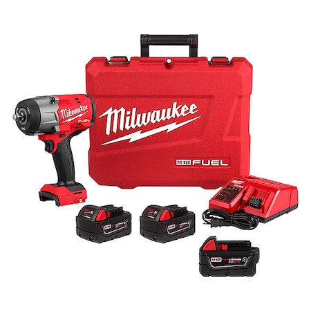 Milwaukee Tool M18 FUEL 1/2" High Torque Impact wrench w/ Friction Ring Kit + M18 XC5.0 Resistant Battery 2967-22, 48-11-1850R