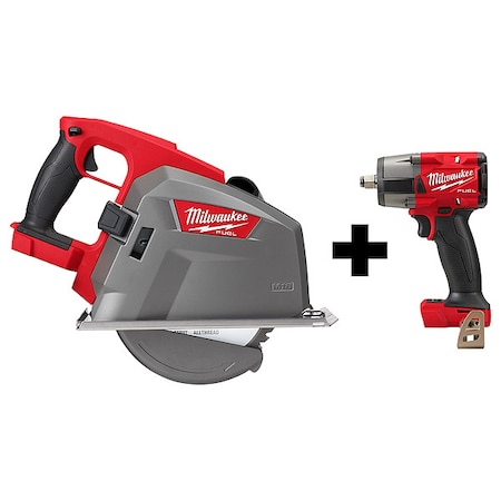 Milwaukee Tool M18 FUEL 8" Metal Cutting Circular Saw + M18 FUEL 1/2" Mid-Torque Impact Wrench w/ Friction Ring 2982-20,2962-20